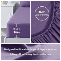 Cozylux Hotel Luxury King Bed Sheets Set 1800 Series 4Piece Embroidered Microfiber Purple Sheets Double Brushed 16 Deep P