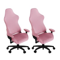 Saraflora 2 Pack Gaming Chair Cover, Stretchable Computer Chair Cover Removable Office Chair Cover For Armchair, Swivel Chair, Gaming Chair, Computer Boss Chair, Spandex Chair Slipcovers, Pink