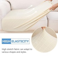 Hyha Jacquard Couch Cushion Covers  Chaise Lounge Sofa Cushion Covers  Sectional Couch Covers L Shape  Diamond Lattice  Thick Couch Covers For Sectional Sofa (Chaise Cover  Beige)