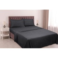 Royale Linens Striped Bed Sheet Set Brushed Microfiber 1800 Bedding 1 Fitted Sheet 1 Flat Sheet 1 Pillow Case Wrinkle Re