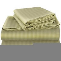 Royale Linen Striped Bed Sheet Set Brushed Microfiber 1800 Bedding 1 Fitted Sheet 1 Flat Sheet 1 Pillowcase Wrinkle Resi