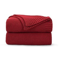 Cozecube Christmas Red Throw Blanket For Bed Soft Cozy Cable Knit Throw Blanket For Twin Bed Lightweight Warm Decorative Farmh