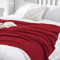 Cozecube Christmas Red Throw Blanket For Bed Soft Cozy Cable Knit Throw Blanket For Twin Bed Lightweight Warm Decorative Farmh