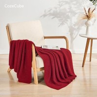 Cozecube Christmas Red Throw Blanket For Bed Soft Cozy Cable Knit Throw Blanket For Twin Bed Lightweight Warm Decorative Farmh