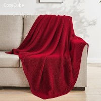 Cozecube Christmas Red Throw Blanket For Bed Soft Cozy Cable Knit Throw Blanket For Twin Bed Lightweight Warm Decorative Farmh