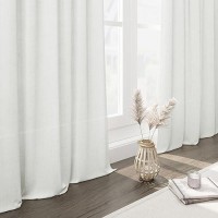 Off White Curtain 102 Inches Long 2 Panels Set For Living Room Sliding Glass Door Back Tab Modern Farmhouse Coastal Decor Lightw