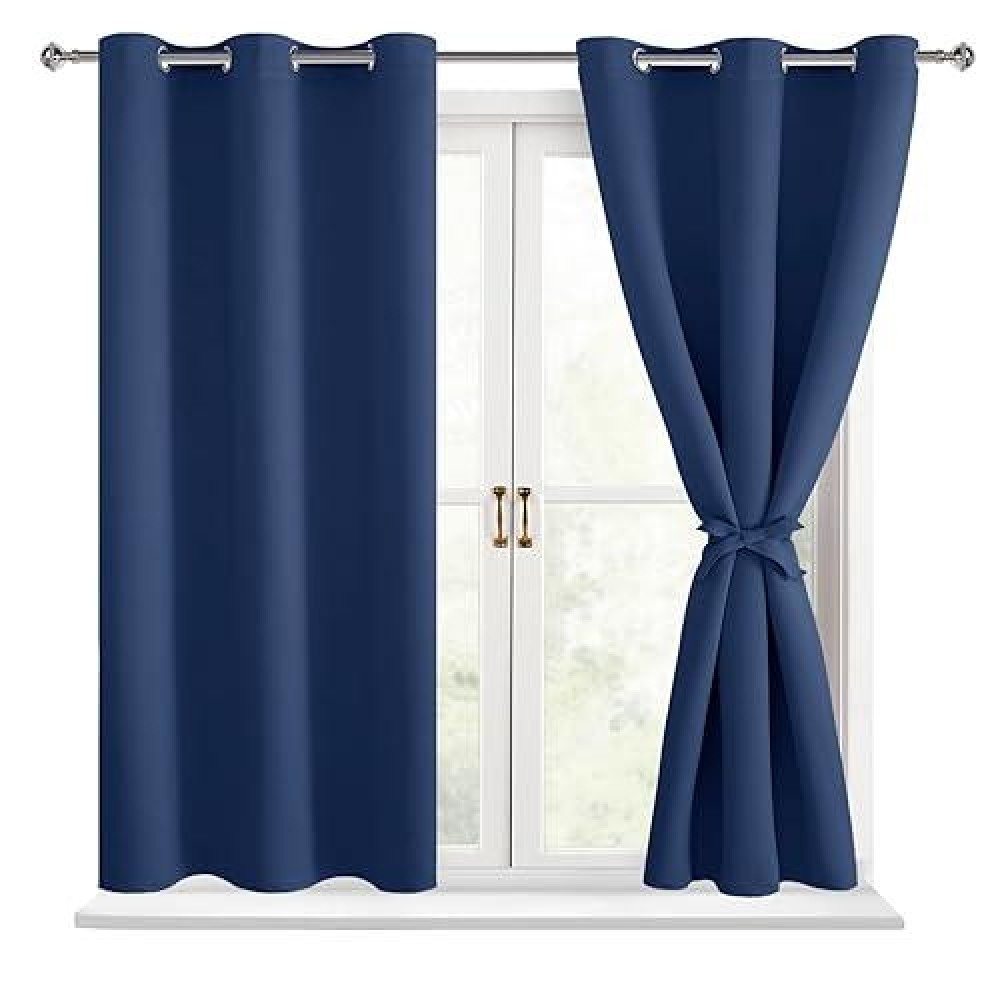 Hiasan Blackout Curtains For Bedroom Light Blocking Noise Reducing Window Curtains For Living Room 2 Drape Panels Sewn With