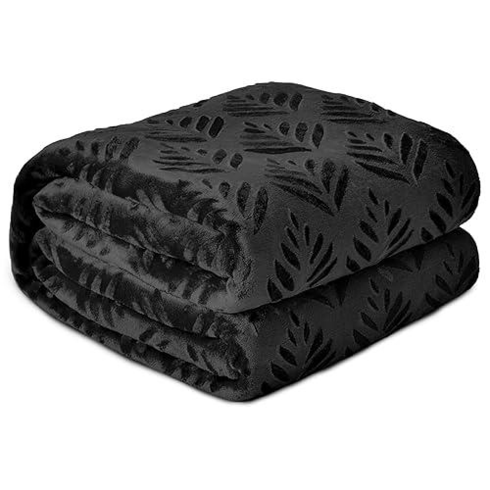 Exclusivo Mezcla King Size Fleece Blanket For Bed Super Soft And Cozy Blankets All Season Use Leaves Pattern Plush Fuzzy Ligh