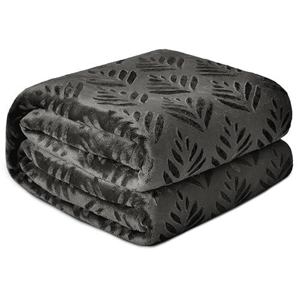 Exclusivo Mezcla Twin Size Fleece Blanket For Bed Super Soft And Cozy Blankets All Season Use Leaves Pattern Plush Fuzzy Ligh