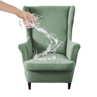 Haoyong Waterproof Wingback Chair Cover Slipcovers 2 Piece Stretch Wing Chair Slipcovers Nonslip Spandex Armchair Slipcover Was