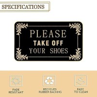 Funny Welcome Mats Please Take Off Your Shoes Mat For Entrance Indoor And Outdoor Personalized Mats Anti-Slip Novelty Gift Mat 17 X 29 Inch (Black)