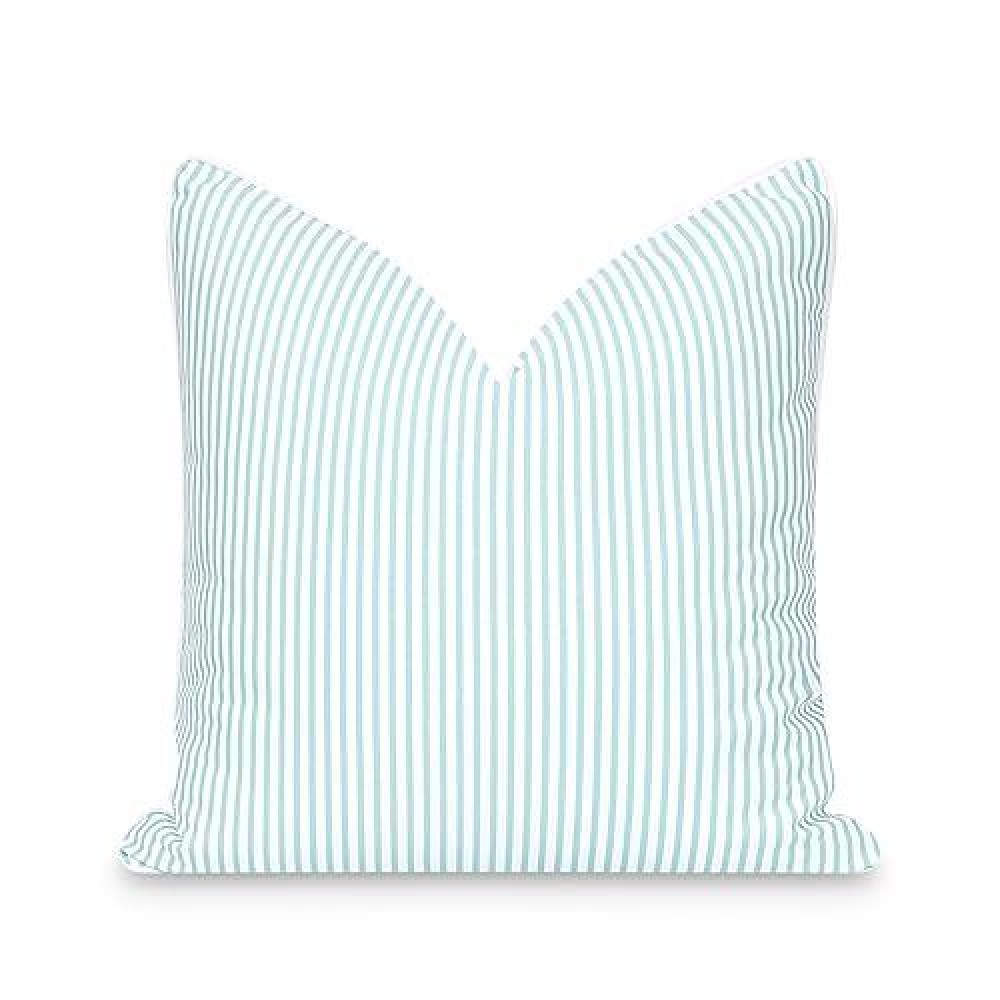 Hofdeco Premium Fall Coastal Patio Indoor Outdoor Pillow Cover Only 20X20 Water Repellent For Backyard Couch Muted Aqua S