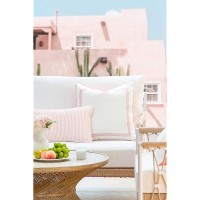 Hofdeco Premium Coastal Patio Indoor Outdoor Lumbar Pillow Cover Only 12X20 Water Repellent For Backyard Couch Blush Pink