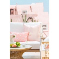 Hofdeco Premium Coastal Patio Indoor Outdoor Pillow Cover Only 20X20 Water Repellent For Backyard Couch Blush Pink Stripe