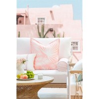 Hofdeco Premium Coastal Patio Indoor Outdoor Bolster Pillow Cover Only 6X20 Water Repellent For Backyard Couch Blush Pink