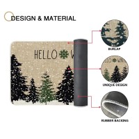 Whomeaf Christmas Black Tree Doormat Winter Cold Forest Snowflake Xmas Door Mats Entrance Low Profile Front Mat Christmas Rugs N