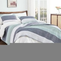 Andency Mint Green Striped Oversized King Quilt Set  3 Pieces (1 Quilt And 2 Pillowcases) Patchwork Bedspread Coverlet Set  Soft Lightweight Quilted Bedding Set(128X120Inch