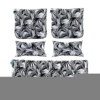 Artplan Outdoor Cushions For Settee Wicker Loveseat Cushions With Tie Tufted Patio Cushions 2 U-Shaped Set Of 5 Piece L44Xw19 Floral Black Leaves