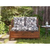 Artplan Outdoor Cushions For Settee Wicker Loveseat Cushions With Tie Tufted Patio Cushions 2 U-Shaped Set Of 5 Piece L44Xw19 Floral Black Leaves