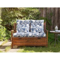 Artplan Outdoor Cushions For Settee Wicker Loveseat Cushions With Tie Tufted Patio Cushions 2 U-Shaped Set Of 5 Piece L44Xw19 Floral Blue Leaves