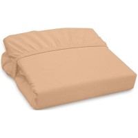 Royale Linens 300 Thread Count 100 Long Staple Combed Cotton Fitted Sheet Super Soft Deep Pocket Bottom Sheet Sand Fitted S