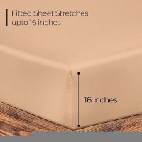 Royale Linens 300 Thread Count 100 Long Staple Combed Cotton Fitted Sheet Super Soft Deep Pocket Bottom Sheet Sand Fitted S