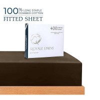 Royale Linens 400 Thread Count 100 American Grown Cotton Fitted Sheet Full Size All Around Elastic Fitted Sheet Luxury Sate