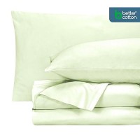 Royale Linens 400 Thread Count 100% American Grown Cotton 4 Piece Sateen Full Sheet Set - 1 Fitted Sheet  1 Flat Sheet  2 Pillow Case - Green Full Bedsheet - Cotton Sheets - (Full  Florentine Sage)