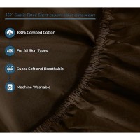 Royale Linens 400 Thread Count 100% American Grown Cotton 4 Piece Sateen Queen Sheet Set - 1 Fitted Sheet  1 Flat Sheet  2 Pillow Case - Brown Queen Bedsheet - Cotton Sheets - (Queen  Hazel Nut)