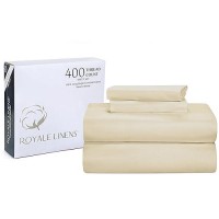 Royale Linens 400 Thread Count 100% American Grown Cotton 4 Piece Sateen Full Sheet Set - 1 Fitted Sheet  1 Flat Sheet  2 Pillow Case - Taupe Full Bedsheet - Cotton Sheets - (Full  Moroccan Sand)