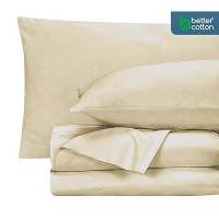 Royale Linens 400 Thread Count 100% American Grown Cotton 4 Piece Sateen Full Sheet Set - 1 Fitted Sheet  1 Flat Sheet  2 Pillow Case - Taupe Full Bedsheet - Cotton Sheets - (Full  Moroccan Sand)