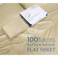 Royale Linen 400 Thread Count 100 American Grown Cotton Flat Sheet Cooling Sheets King Sheets Luxury Sateen Weave King