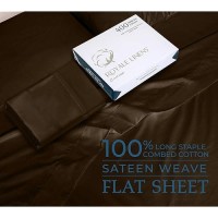 Royale Linen 400 Thread Count 100 American Grown Cotton Flat Sheet Cooling Sheets King Sheets Luxury Sateen Weave King