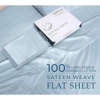 Royale Linen 400 Thread Count 100 American Grown Cotton Flat Sheet Cooling Sheets Full Sheets Luxury Sateen Weave Full