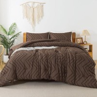 Litanika Brown Full Comforter Sets Lightweight Fluffy Bedding Comforter Sets For Bed 3 Pieces Down Alternative Comforter Bed S