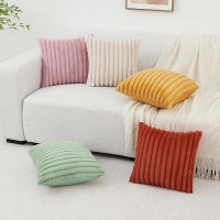 Pallene Faux Fur Plush Throw Pillow Covers 24X24 Set Of 2 Luxury Soft Fluffy Striped Decorative Pillow Covers For Sofa Couch