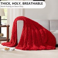 L'Agraty Chunky Knit Blanket Throw - Soft Chunky Throw Blanket 60X80: 100% Hand Kintted Chenile Crochet Blanket Large Cable Knit Chunky Blanket - Rope Knot Throw Blanket For Couch Home Decor(Red)