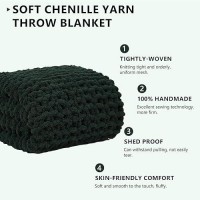 L'Agraty Chunky Knit Blanket Throw - Soft Chunky Throw Blanket 30X40: 100% Hand Kintted Chenile Crochet Throw Blanket For Couch - Large Cable Knit Chunky Blanket For Home Decor(Olive Green)