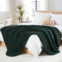 L'Agraty Chunky Knit Blanket Throw - Soft Chunky Throw Blanket 40X50: 100% Hand Kintted Chenile Crochet Throw Blanket For Couch - Large Cable Knit Chunky Blanket For Home Decor(Olive Green)