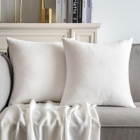 Miulee Pack Of 2 Pure White Decorative Pillow Covers 18X18 Inch Soft Chenille Couch Throw Pillows Farmhouse Cushion Covers For C