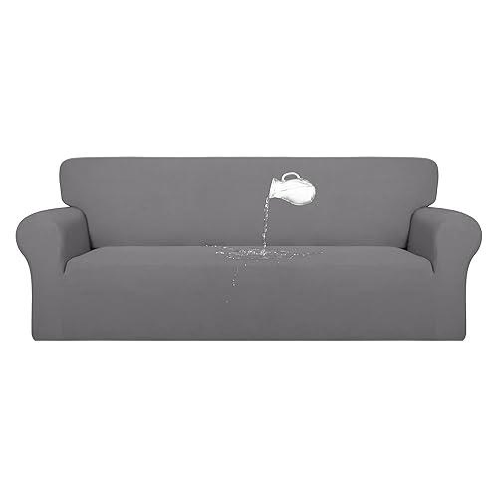 Purefit 100% Dual Waterproof Couch Cover Slipcovers For Couches And Sofas - Stretch Non Slip Fleece Sofa Covers Washable  Leakproof Furniture Protector For Kids  Pets  Dog (Sofa  Light Gray)