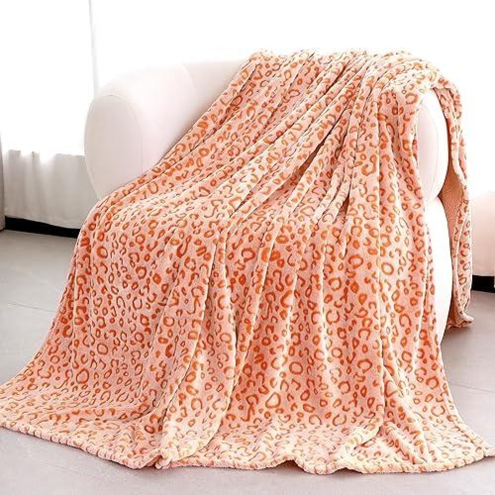 Warm Orange Blanket Leopard Print Throw Blanket Soft Fleece Blankets Home Decor Stuff For Couch Bed Sofa