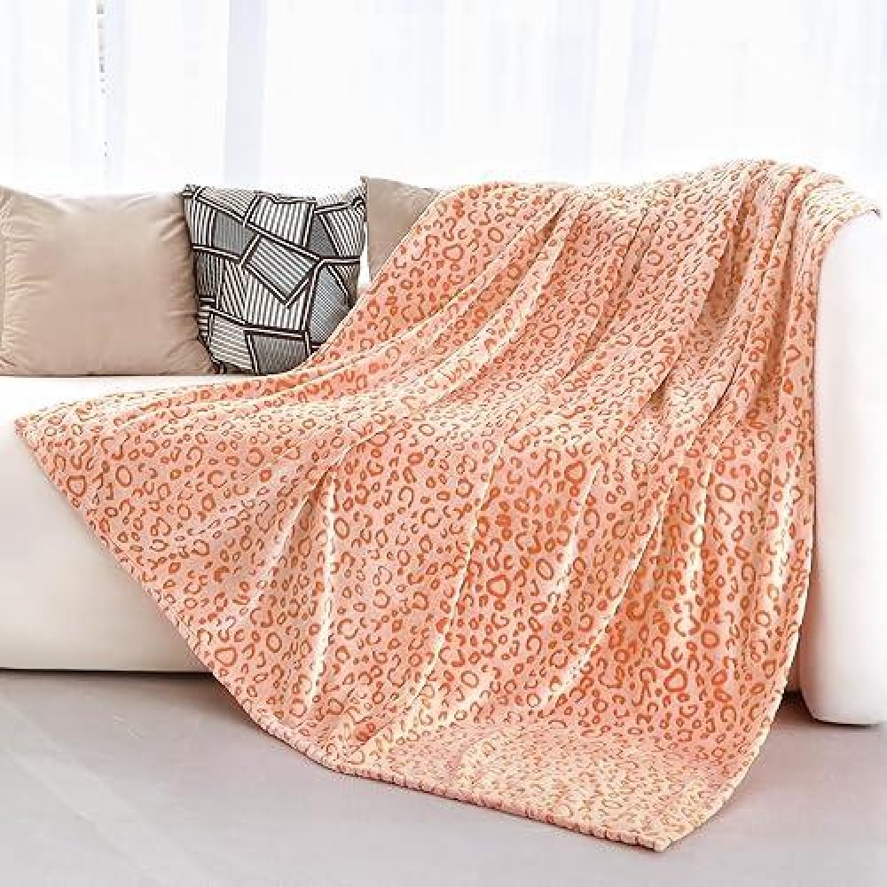 Fleece Blanket Plush Bed Blankets Soft Orange Throw Blanket Queen Size