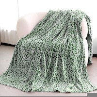 Green Leopard Print Blanket Fleece Blanket Plush Cozy Soft Green Throw Blanket Cozy Blankets For Couch Bed Sofa