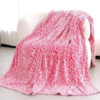 Pink Leopard Print Blanket Warm Blanket Pink Soft Lightweight Blanket Pink Throw Blankets For Bed Couch Bedroom Decor