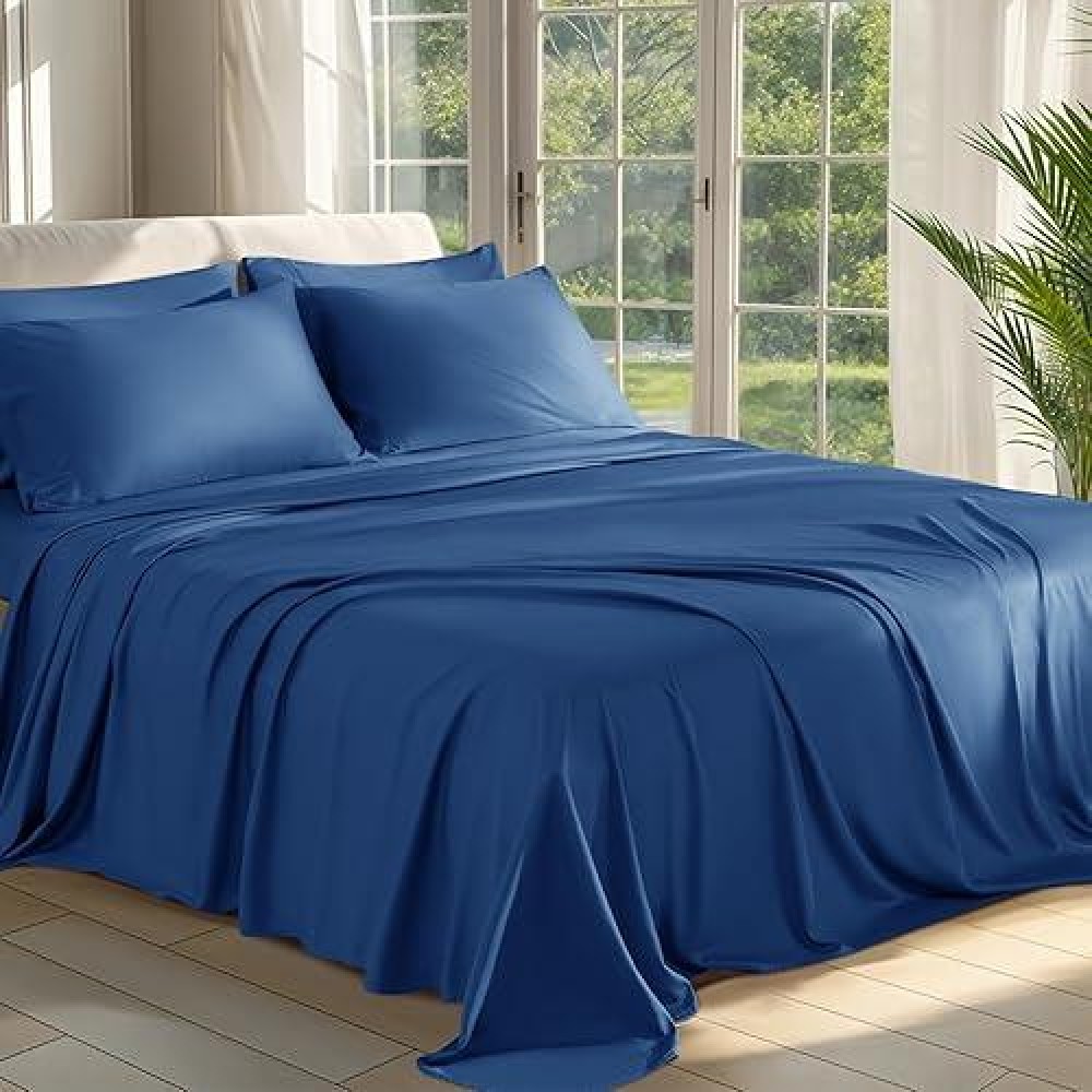 Shilucheng 100 Viscose Derived From Bamboo Sheets Full Size 6Pcs Ultra Cooling Silky Soft Bed Sheets 16 Deep Pocket Pe