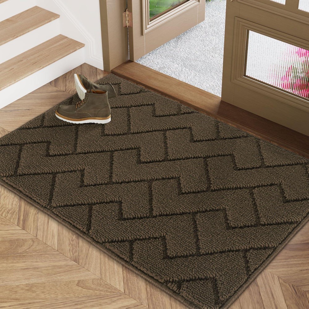 Hicorfe Indoor Doormat Front Back Door Mat Rubber Backing Non Slip Door Mats 32X40 Absorbent Resist Dirt Entrance Doormat In