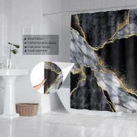 Domoku Grey Gold Marble Shower Curtain Grey Golden Cracked Lines Abstract Modern Shower Curtain For Bathroom Decor Waterproof Te