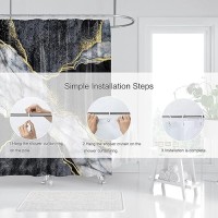 Domoku Grey Gold Marble Shower Curtain Grey Golden Cracked Lines Abstract Modern Shower Curtain For Bathroom Decor Waterproof Te