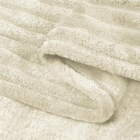 Bedelite Fleece Throw Blanket For Couch - 3D Ribbed Jacquard Soft And Warm Decorative Fuzzy Blanket - Cozy  Fluffy  Plush Lightweight Beige Throw Blankets For Bed  Sofa  50X60 Inches